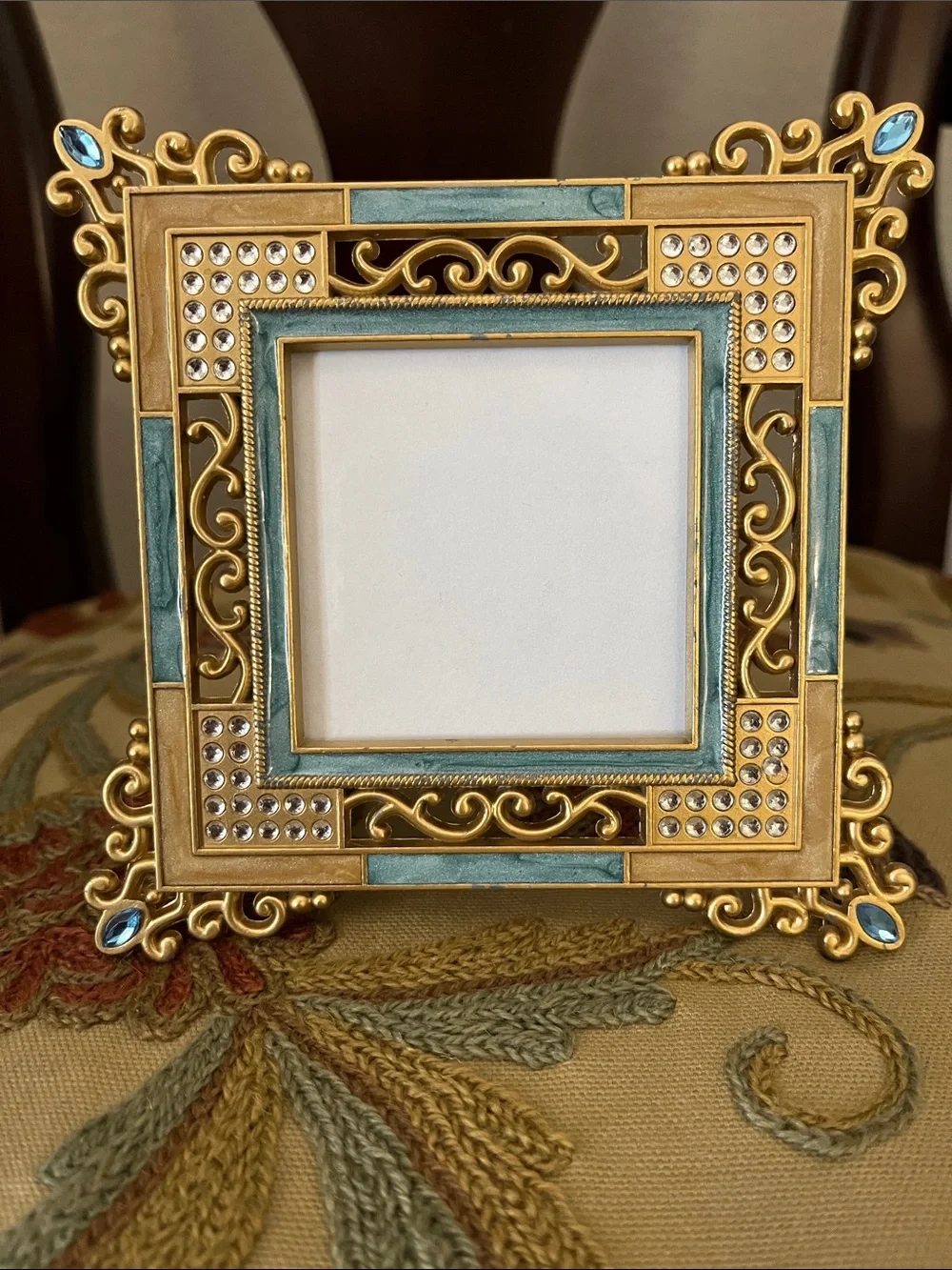 Ornate Gold and Teal Decorative Photo Frame
